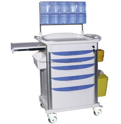 High Quality Wholesale Price Mobile ABS Drugs Hospital Medical Crash Cart Plastic Emergency Medicine Trolley for Clinic