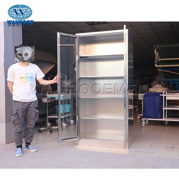 Bss052 Stainless Steel Medical Pharmacy Storage Drug Cabinets Cupboard with Glass Doors