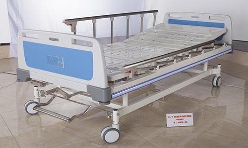High Quality 2 Cranks Manual Adjustable Clinic Hospital Patient Bed