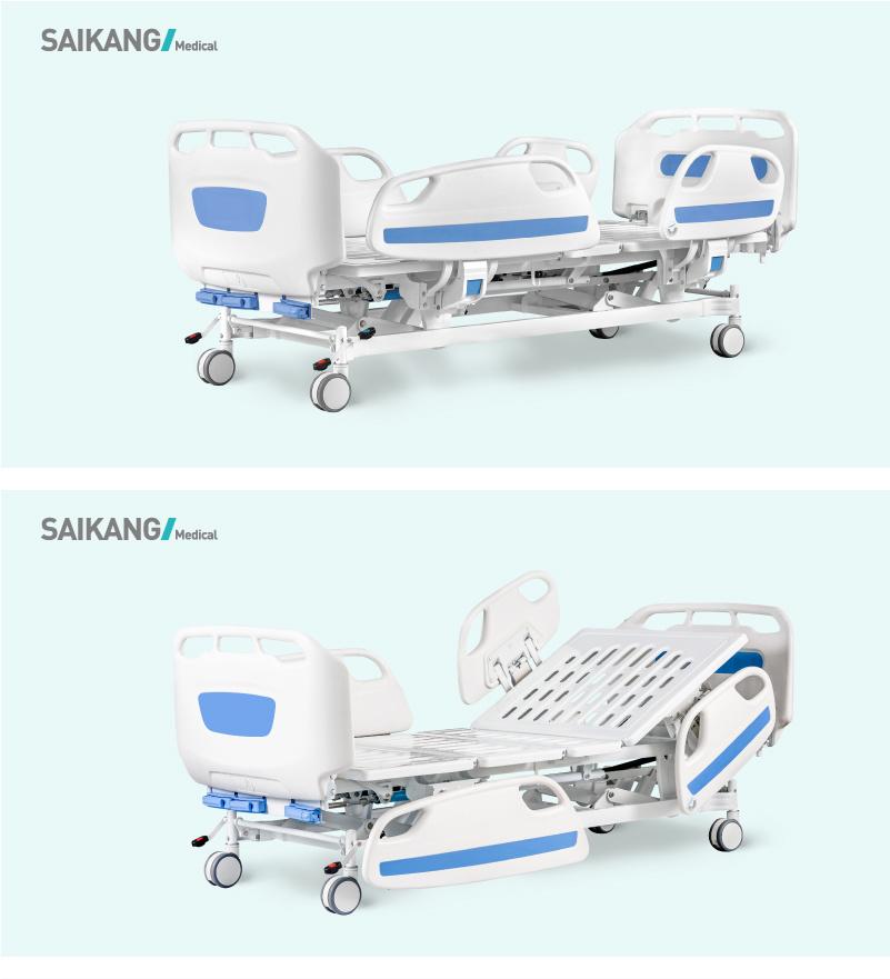 D3d Manual Double-Crank Medical Bed for Patients with Siderail