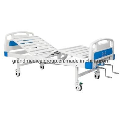 Three Function Manual Lifting Adjustable Hospital Bed Medical Patient Nursing Bed with ABS Bedhead