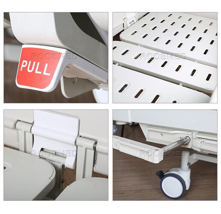 Factory Customized Bam308 Medical Three Functions Manual Split Guardrail Nursing Bed with 3 Cranks