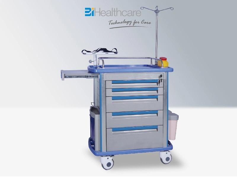 Factory Price Nursing Emergency Hospital Crash Cart with 5 Drawers