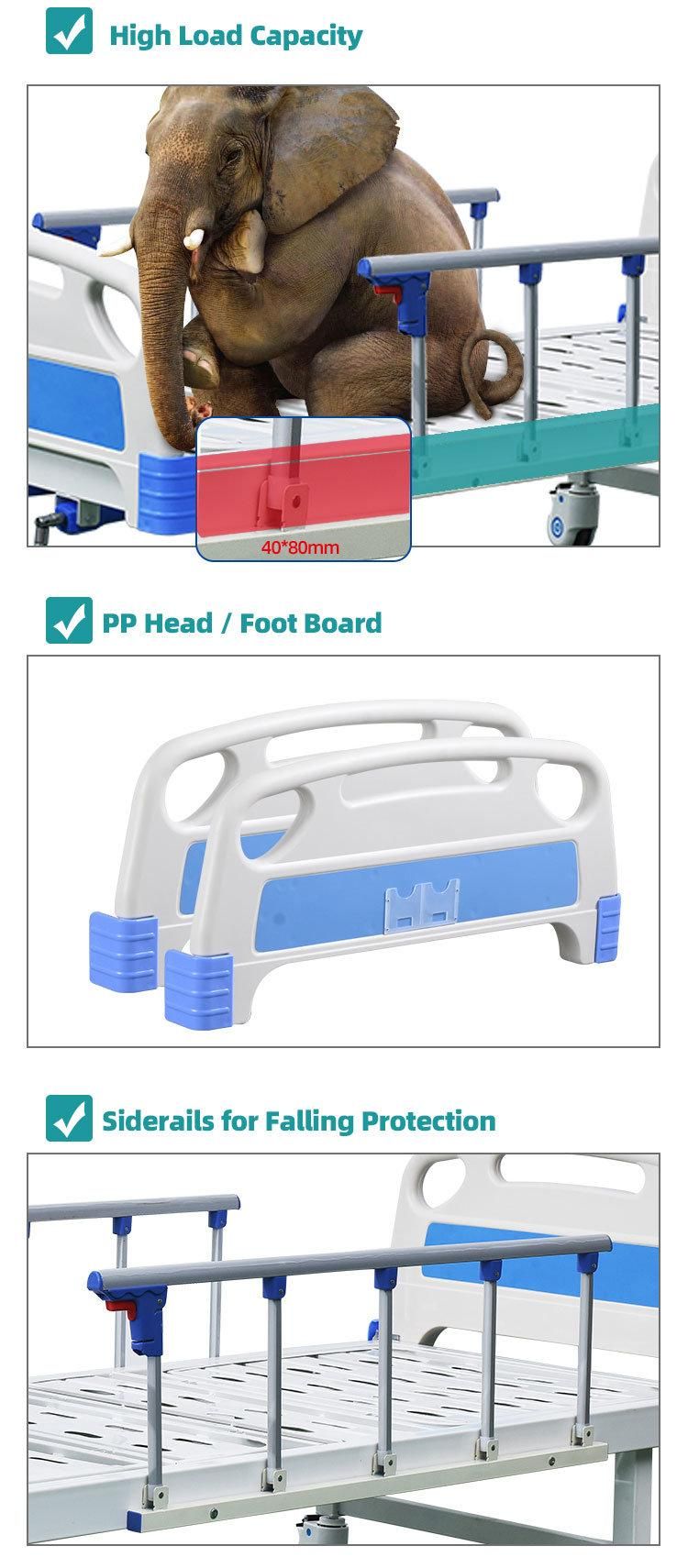 Hospital Bed Manufacturer Supply Two Cranks Manual Medical Bed with Mattress