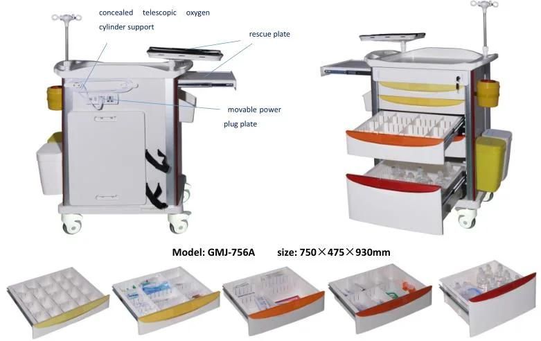 Avaialble Medical/Hospital Equipment/Furniture Anethesia Medical Trolley/Cart for Sale Factory Price