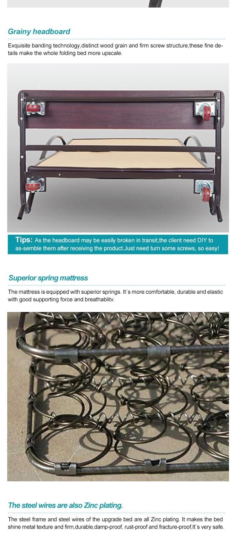 Hospital Folding Bed Extra on Wheels Foam Mattress Sturdy Metal Frame Single Size