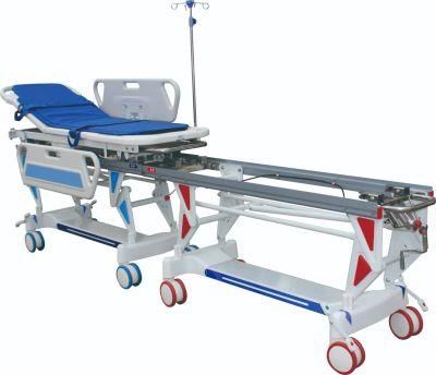 Hot Sale Height Adjustable and Two Part Connection Medical Hospital Emergency Patient Transport Stretcher Trolley for Transfer Patient