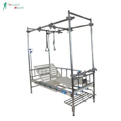 Multifunction Hospital Manual Hanging Leg Orthopedic Bed with Casters