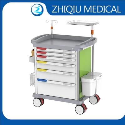 Hospital Furniture 5 Drawers ABS Emergency Crash Trolley