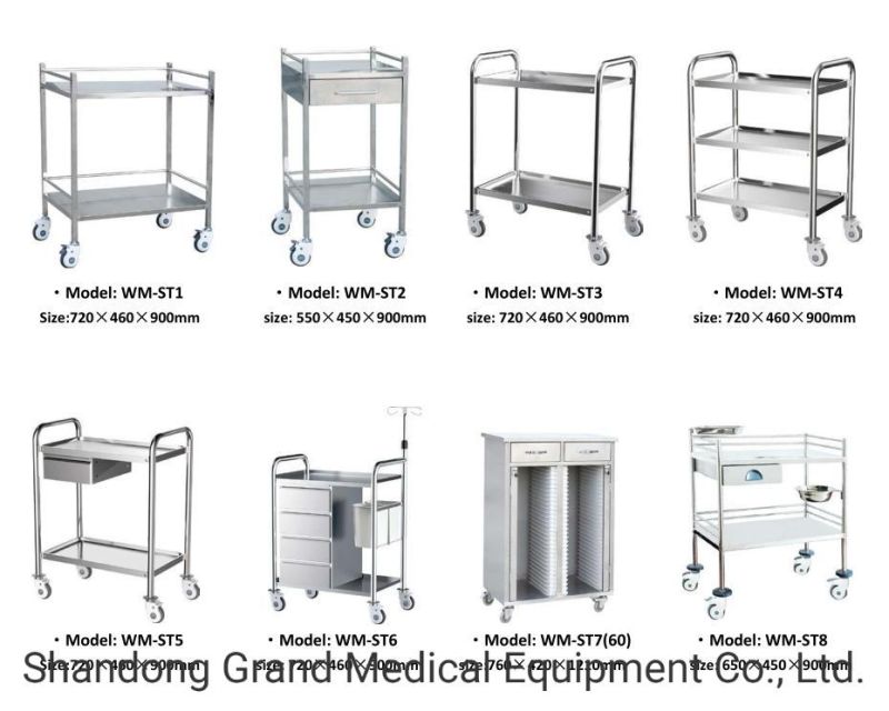 Hospital Furniture Medical Equipment Stainless Steel Transfer Stretcher Medical Trolley and Cart Hospital Equipment Surgical Instrument for Medical Supply