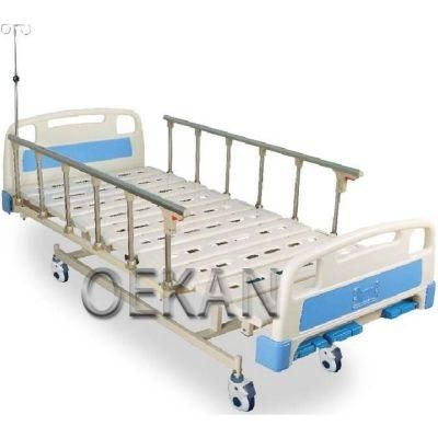 Hospital Movable Emergency ABS Plastic Patient Bed Medical Single Nursing Care Bed with IV Pole