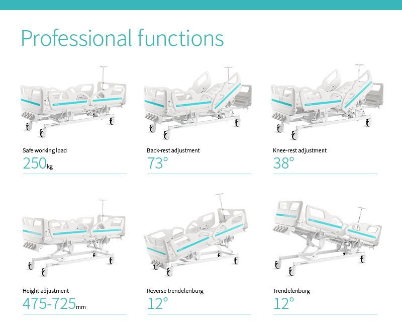 V4V5c Saikang Economic 4 Cranks ABS Plastic Siderails 5 Function Clinic Medical Manual Hospital Bed with Infusion Pole