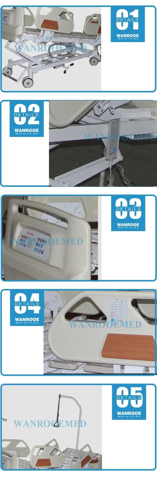 Bae502IC Cheap Medical Health Care Nursing Metal Material ICU Electric Adjustable Bed