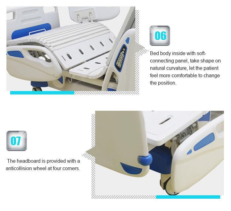 with CE/FDA Certificated 5 Functions Medical Sickbed Automatic Hospital Patient Bed for Sale