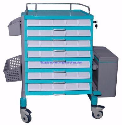 Medical Emergency Trolley with Drawers/Movable Hospital Trolley/Hospital Emergency Stretcher Trolley