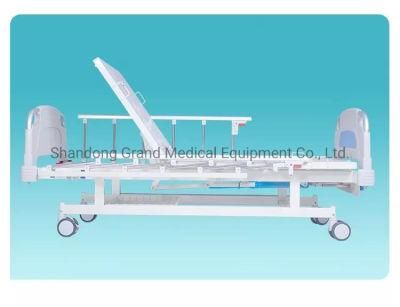 Three Crank Manually Controlled Lifting Adjustable Hospital Medical Patient Nursing Care Bed