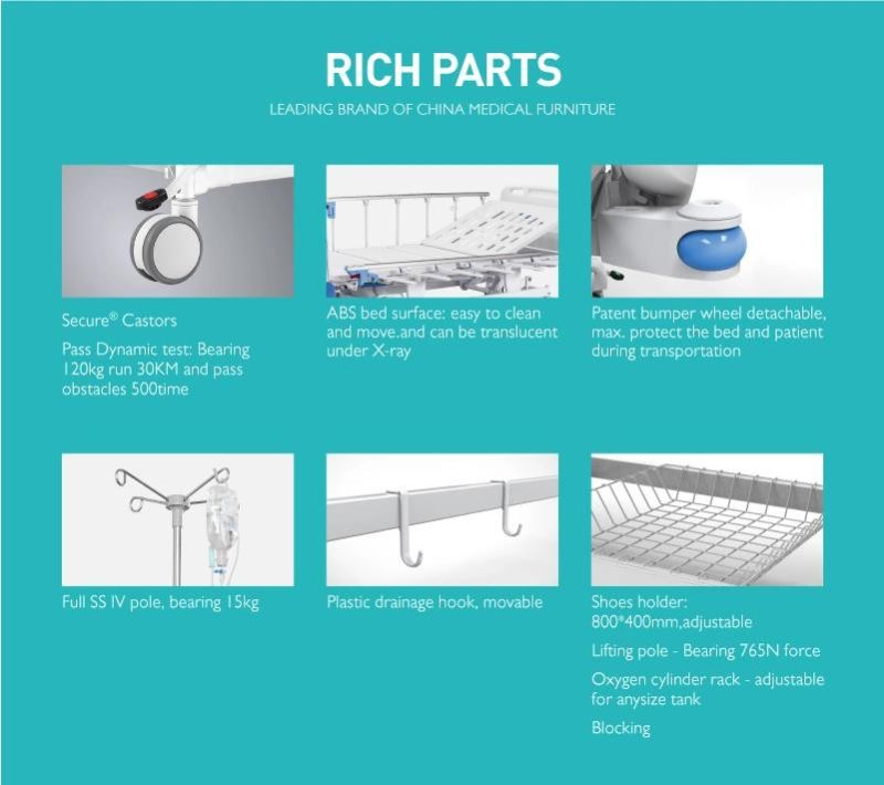 Sk002-5ec CPR Rehabilitation Electric Reclining Hospital Bed Manufacturer with Five Functions