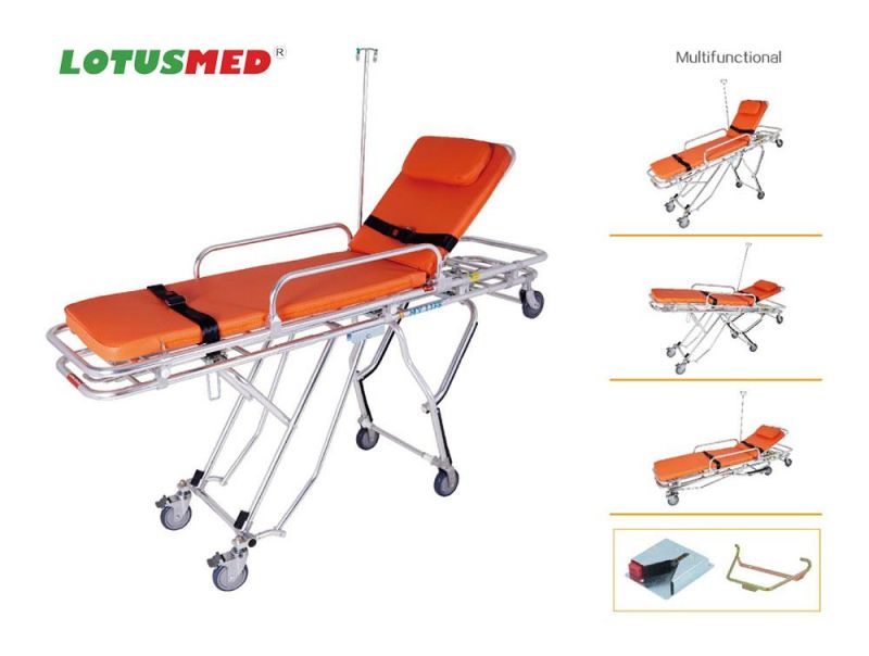 Lotusmed-Stretcher-010131-a Aluminum Alloy Full Automatic Emergency Ambulance Stretcher with Varied Position