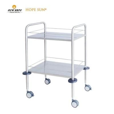 HS6111 China Stainless Steel Two Shelves Cart Hospital Medical Trolley Cart Factory