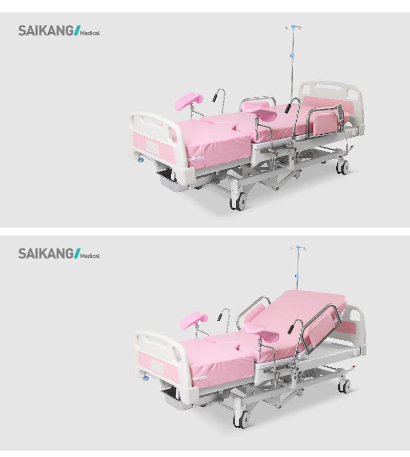 A98-3 Saikang Wholesale Movable Multifunction Foldable Gynecology Operating Delivery Hospital Bed with Wheels