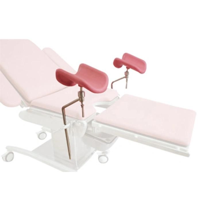 Pink Color Gynecology Table Leg Holder and Twin Leg-Holder, Side Waist Handles Used on Delivery Bed