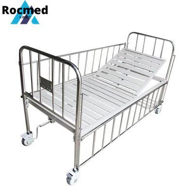 Adjustable Hospital Patient Stainless Steel Single Crank Manual Bed