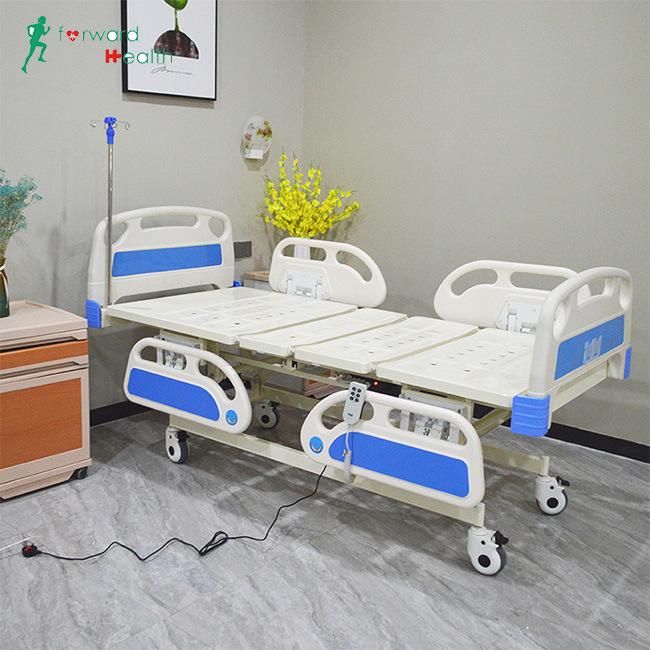 3 Function Electric Hospital Bed/Patient Bed/Nursing Bed/Medical Bed/ICU Bed with Mattress and I. V Pole