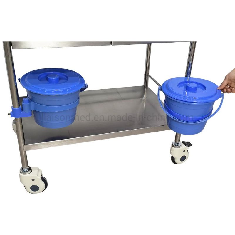 Mn-SUS012A 304 Stainless Steel Hospital Operating Room Use Instrument Emergency Cart with 2 Drawers