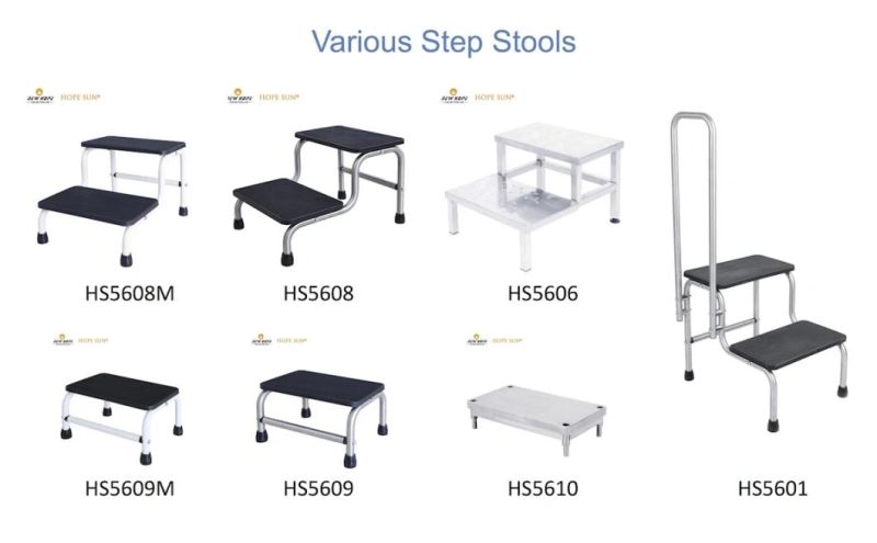 HS5608 Stainless Steel Portable Medical Hospital Surgical Two Steps Stool Double Foot Step Stool