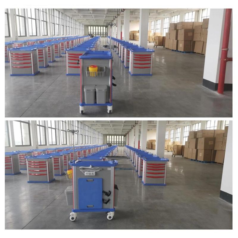 High Quality ABS Medical Emergency Trolley for Hospital Trolley