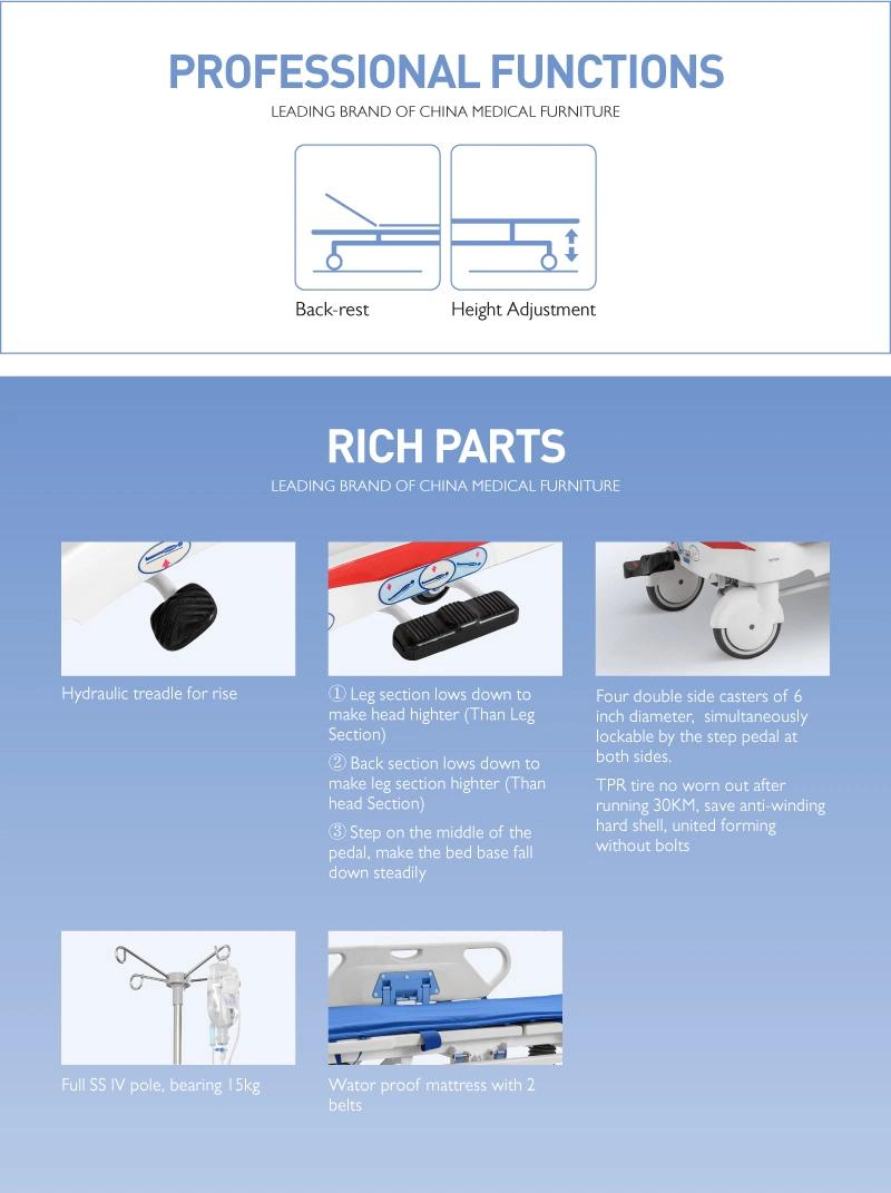 Skb041 Saikang Factory Wholesale 2 Function Foldable Patient Transport Operation Connecting Trolley Manufacturers