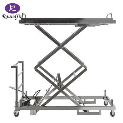 Roundfin System Mortuary Lifting Cart SS304 Medical Funeral Lifting Trolley