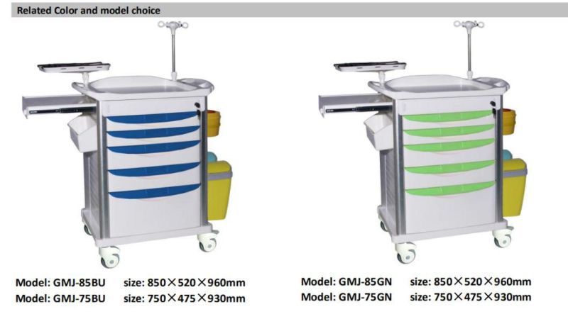 Medical Removable Equipment Medicine Cart Anaesthesia Emgerency Trolley for Hospital