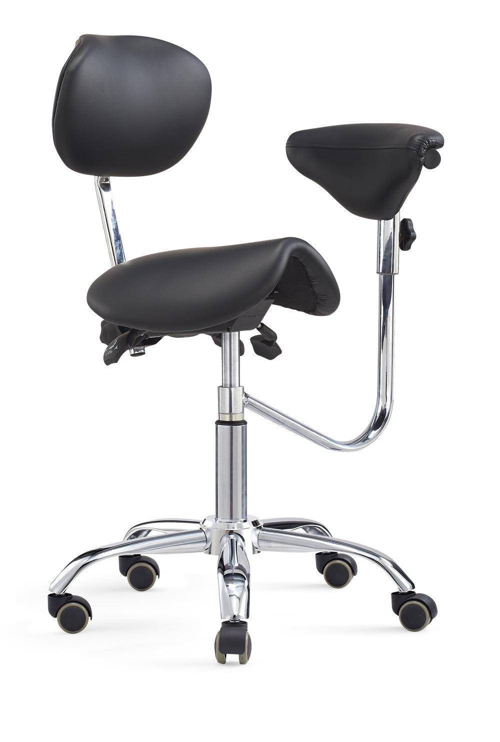 New Split Saddle Stool Dental Assistant Medical Chair with Swivel Armrest
