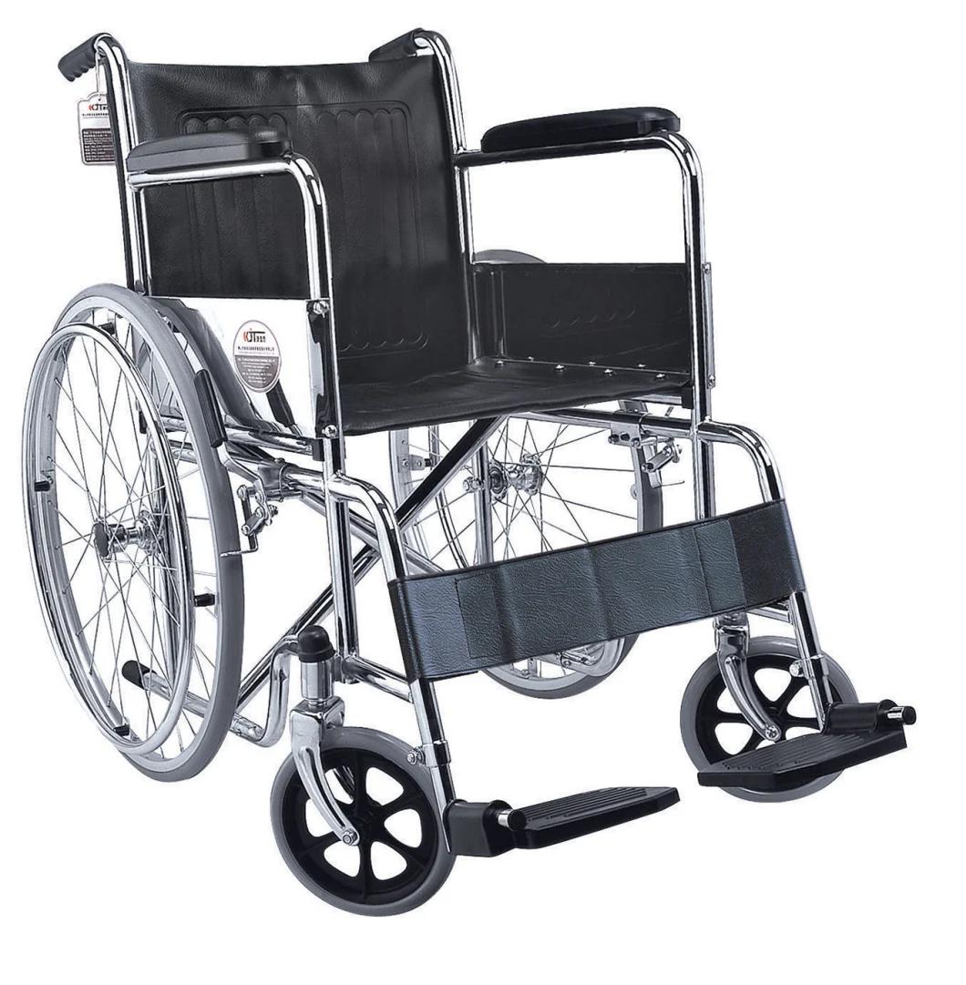 PU Leather Material Folding Manual Wheelchair