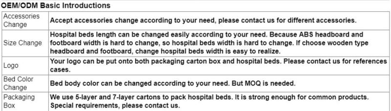 Five-Function Hospital Bed with Backrest, Leg Rest, Height Adjustment, Trendelenburg and Reverse Trendelenburg Adjustment Functions