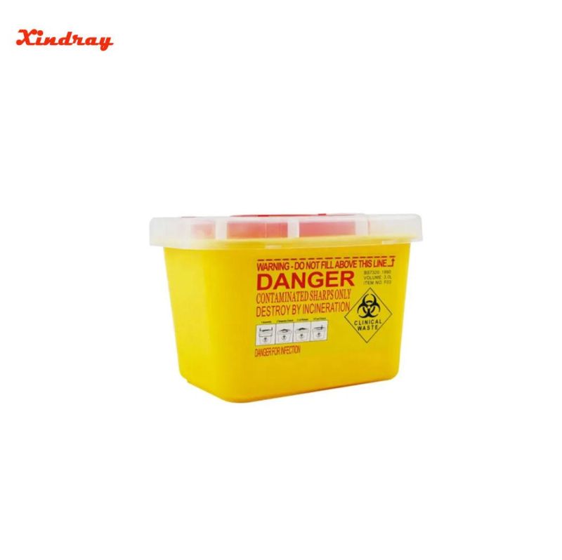 3L Hospital Plastic Safety Sharp Container with Portable Lid