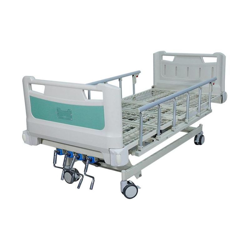 4 Crank 5 Function Adjustable Medical Furniture Folding Manual Patient Nursing Hospital Bed with Casters