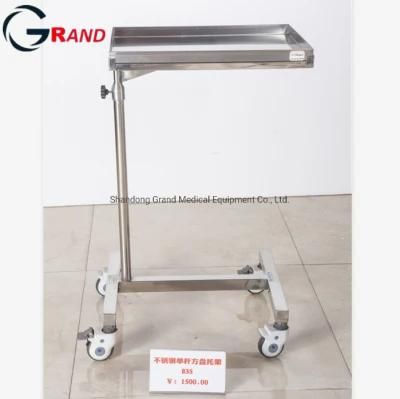 Hospital Equipment Stainless Steel Adjustable Over Bed Table Medical Mayo Trolley