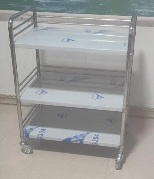 Medical Treatment Trolley with Three Shelves Dressing Trolley Medical Trolley