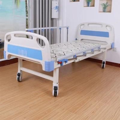 Flat ABS Headboard Hospital Bed with Stainless Steel Guardrail with Casters