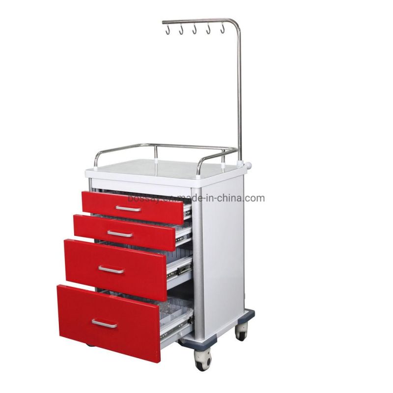 Nursing Patient Hospital Furniture 5 Layers Medical Cart ABS Emergency Trolley