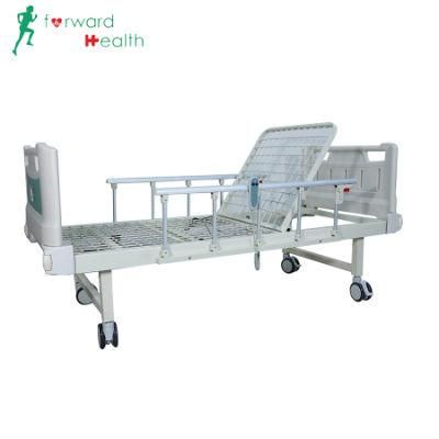 ABS Single Crank One Function Adjustable Medical Furniture Folding Manual Patient Nursing Hospital Bed with Casters