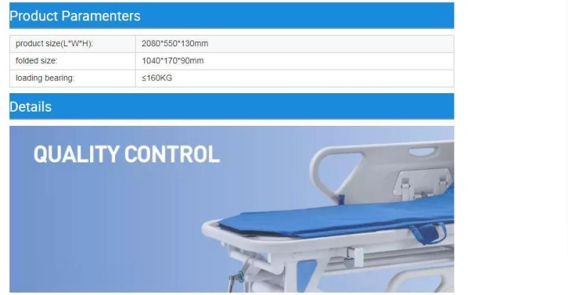 Hospital Manual Adjustment Emergency Stretcher Bed