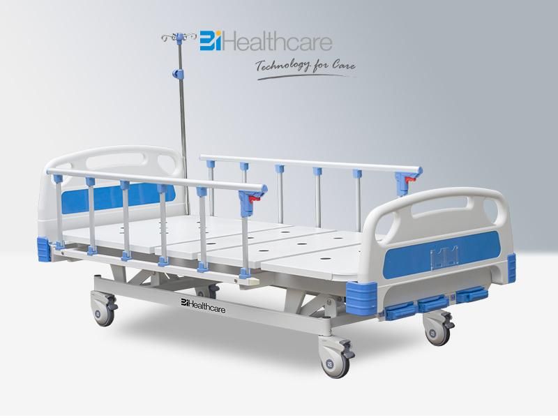 Three-Function Medical Patient Manual Hospital Bed with Aluminum Guardrail