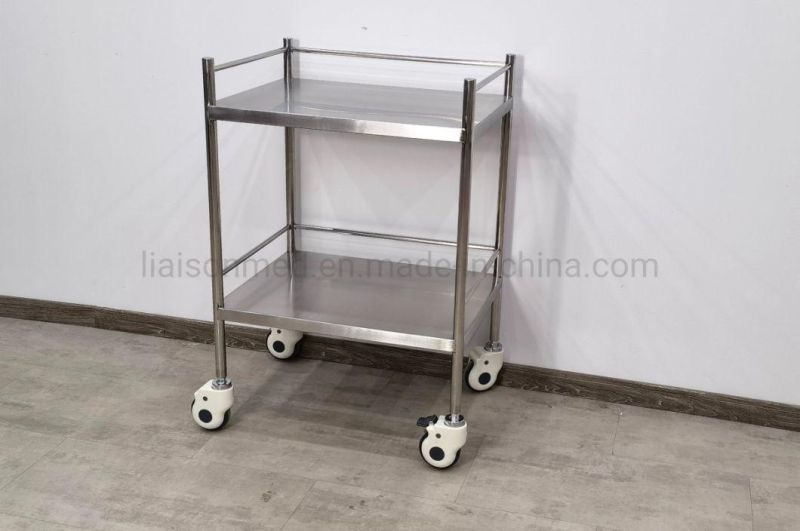 Mn-SUS052A Size Customized Double Layers Stainless Steel Treatment Trolley