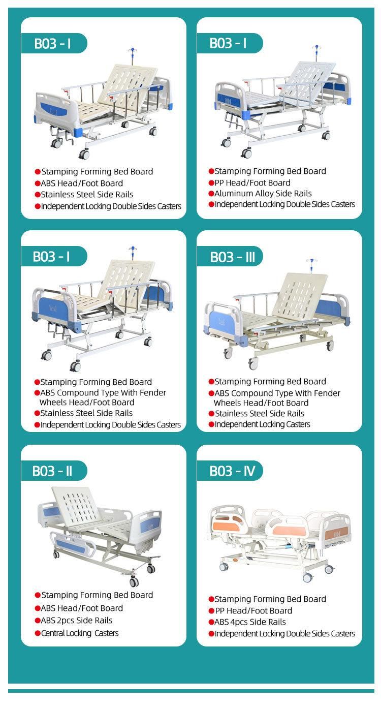 Manual Three Function Cost-Effective Hospital Bed Adjustable Height Medical Clinic Bed