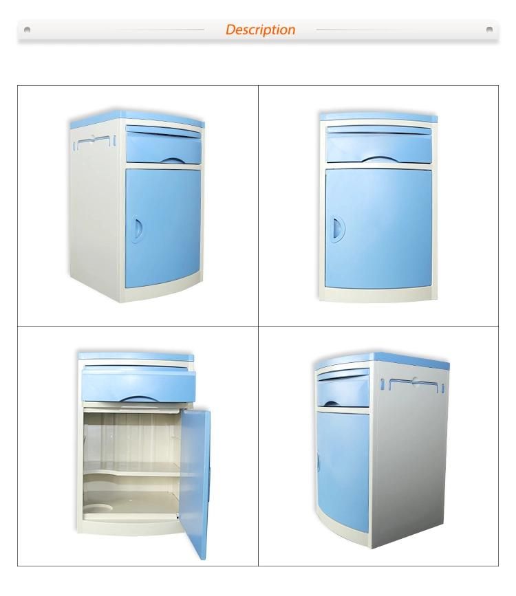 Clinic Patient Medical ABS Storage Over Bed Hospital Cabinets Mobile Hospital Bedside Cabinet with Castors Furniture Accessories ABS Beside Cabinet with Draws