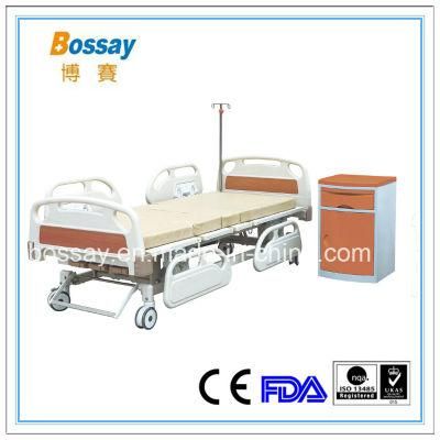 3 Cranks Hospital Manual Bed with PP Siderails ICU Bed
