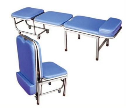 Hospital Equipment Medical Stainless Steel Attendant Folding Bed Rest Waiting Room Accompanying Chair Without Armrest